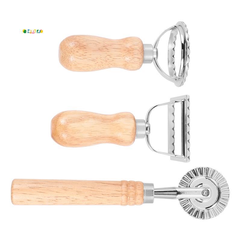 Bộ 3 Dụng Cụ Cắt Bánh Mì Ravioli, Máy Làm Tem Ravioli Có Tay Cầm Bằng Gỗ Máy Cắt Ravioli Ravioli Cho
