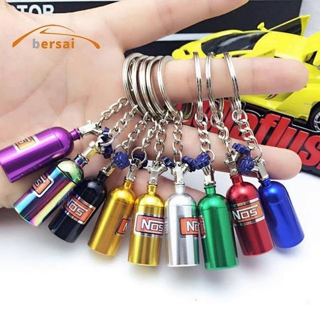 Nitrogen Bottle Key Chain JDM Car Modification Metal Cosmetic Bottle Creative Personality Car Key Pe