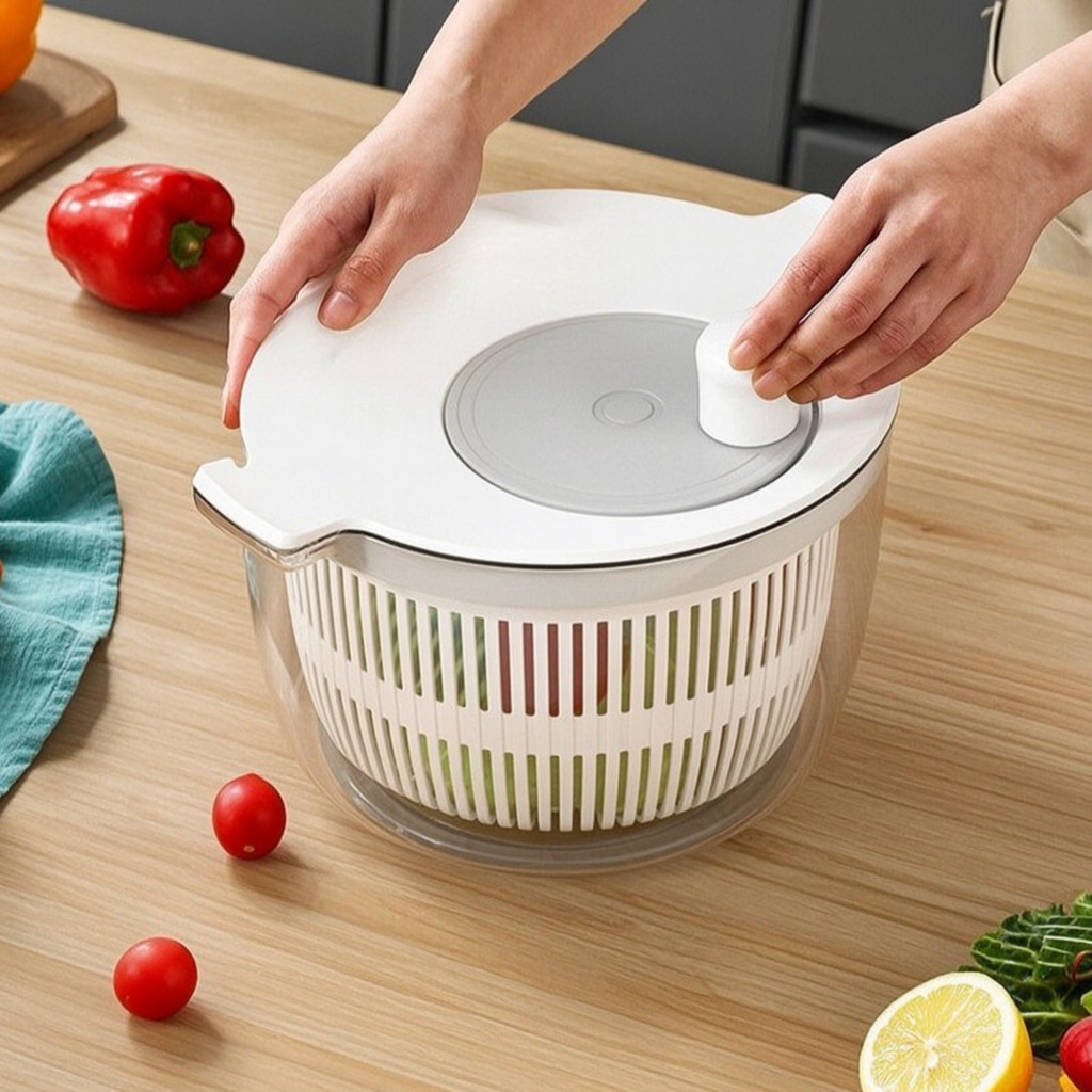 Salad Spinner Chắc Chắn Salad Spinner Có Lọc Rau Máy Sấy Không Dây Dụng Cụ Nhà Bếp Nhỏ Gọn Cho Bữa Ă