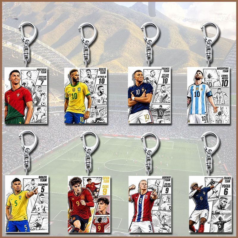 SQ11 2026 Trận đấu bóng đá Erling Haaland Acrylic Móc khóa Kylian Mbappe Mặt dây chuyền cho ba lô Tú