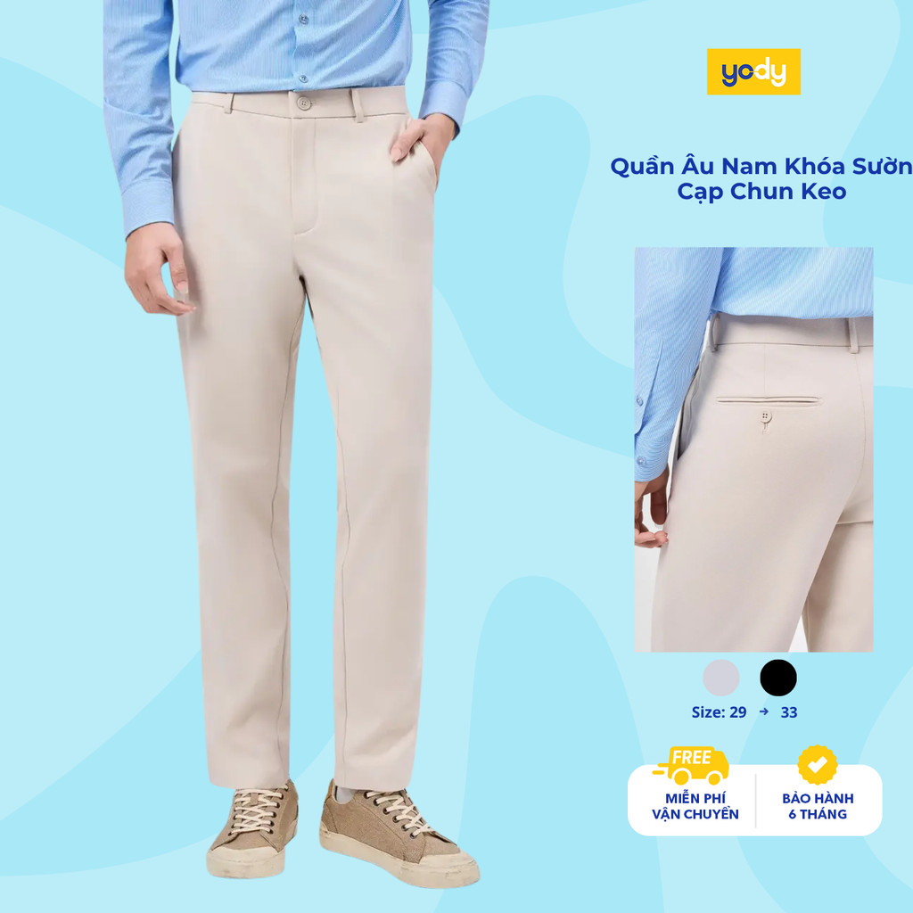 [BST EASY OFFICE] Quần Âu Nam Yody Khóa Sườn Cạp Chun Keo TRA MOTR26A001
