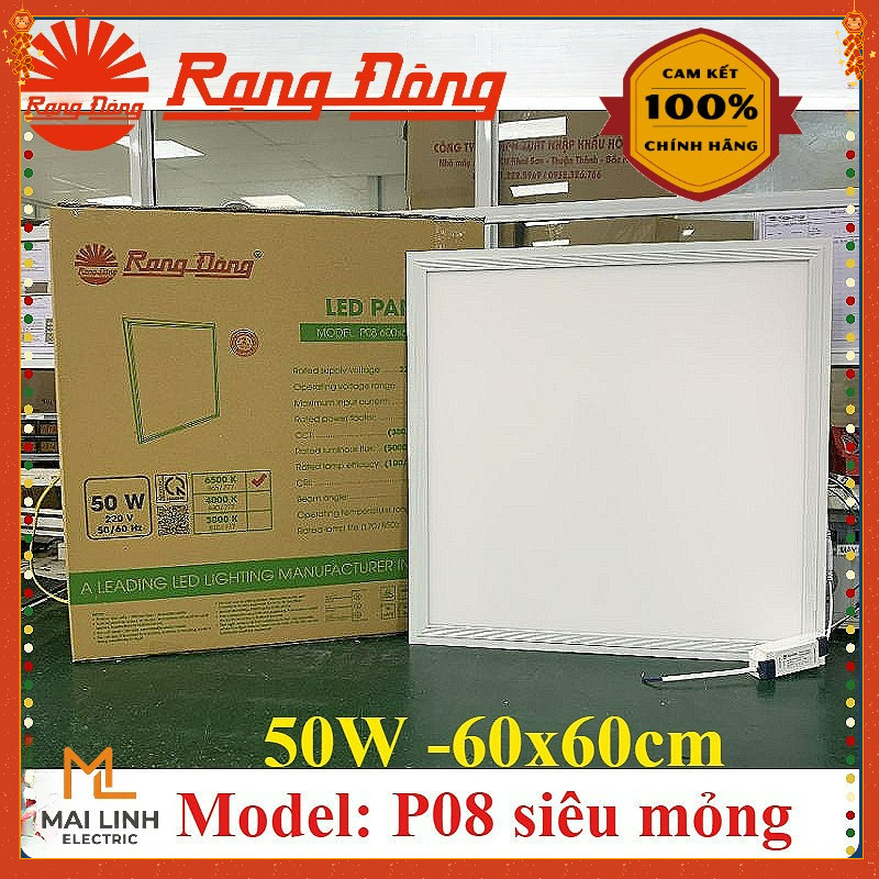{Rạng Đông} Đèn Led panel tấm lớn P06-P08 600x600/50W - Siêu sáng, siêu mỏng -Ánh sáng trắng -Hàng l