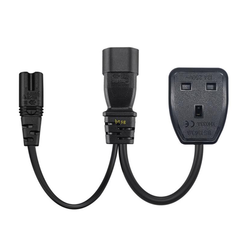 Btsg C14 đến C7 + UK C14 Splitter 32cm C14 Nam đến C7 + UK Nữ Power Y Splitter