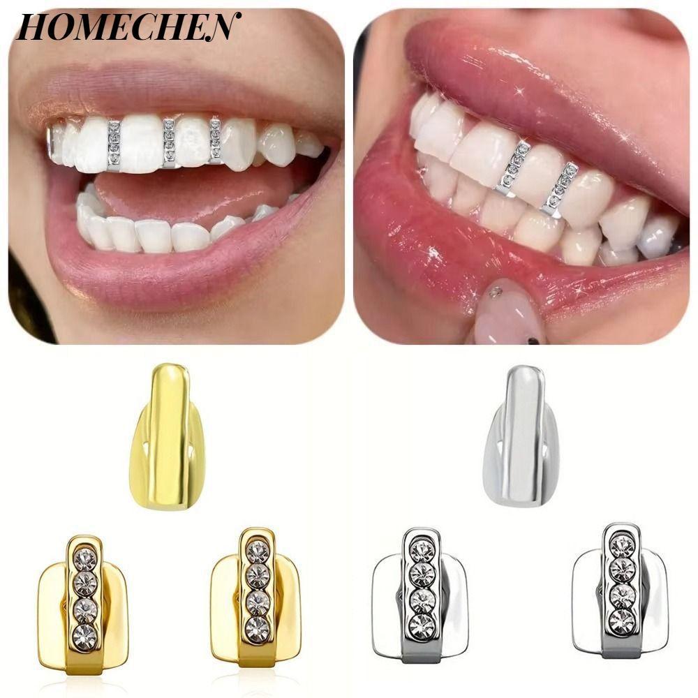 HOMECHEN 3 Cái Grillz, Rỗng Sáng Bóng Hip Hop Răng Grillz, Kim Cương Giả Răng Mũ Nam Nữ