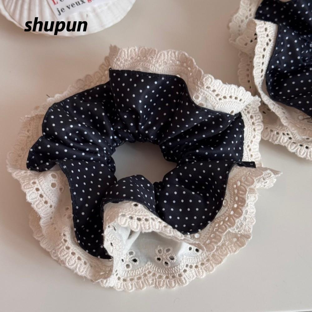 SHUPUN Dây buộc tóc đuôi ngựa, Dây buộc tóc co giãn họa tiết chấm bi cỡ lớn, Dây cao su 16cm / 6.3in