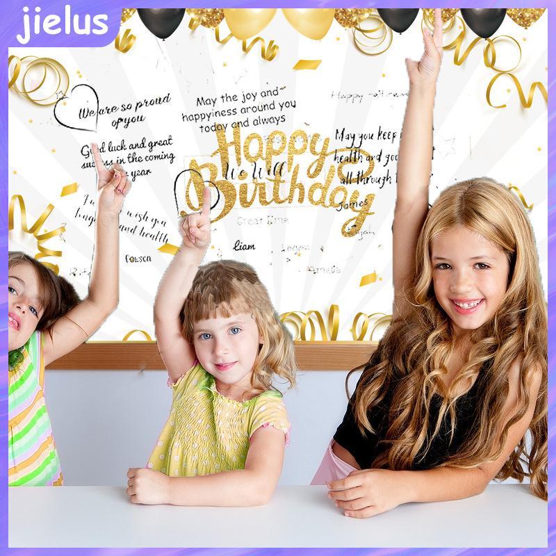 [jielus] New Happy Birthday Gold Giant Birthday Guestbook Messagememorative Card VN