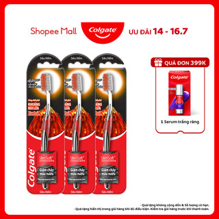 Bộ 3 bàn chải Colgate SlimSoft Advanced khoáng núi lửa siêu mềm mảnh chăm sóc nướu