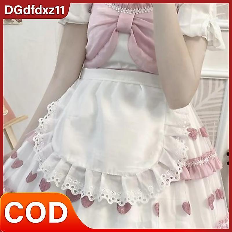 [DZ1] Người Phụ Nữ Nửa Eo Nấu Ăn Tạp Dề Nhà Bếp Ngắn Gothic Người Giúp Việc Ren Gợi Cảm Yếm Trắng Là