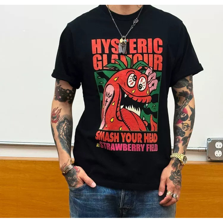Áo thun ngắn tay in hình Hysteric Glamour Crazy Strawberry phong cách mới Hàng có sẵn