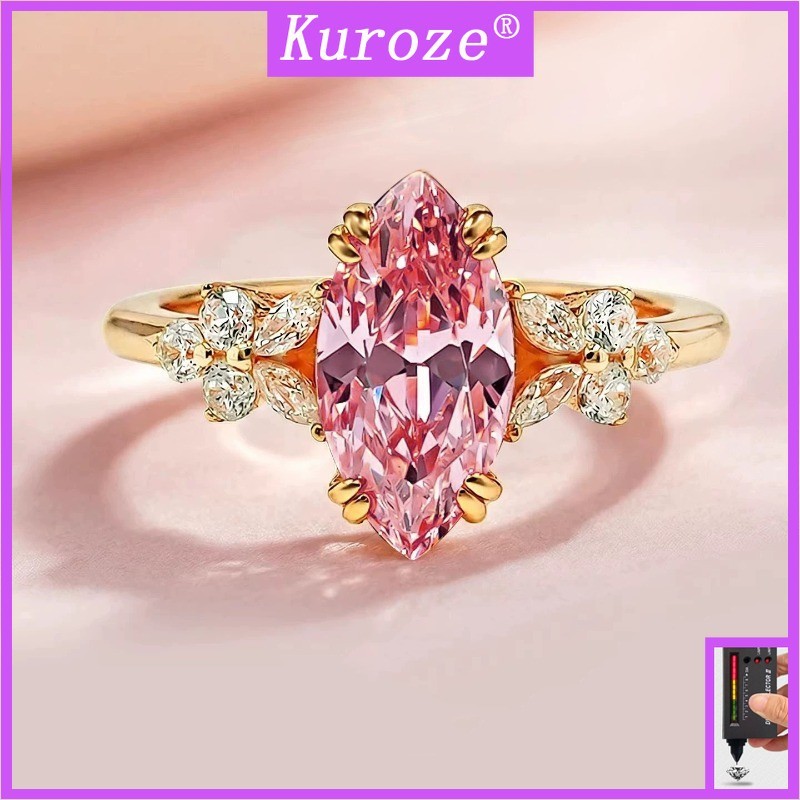 Kuroze Paparazzi Pink Ice Flower Cut Marquise Open Ring dành cho nữ