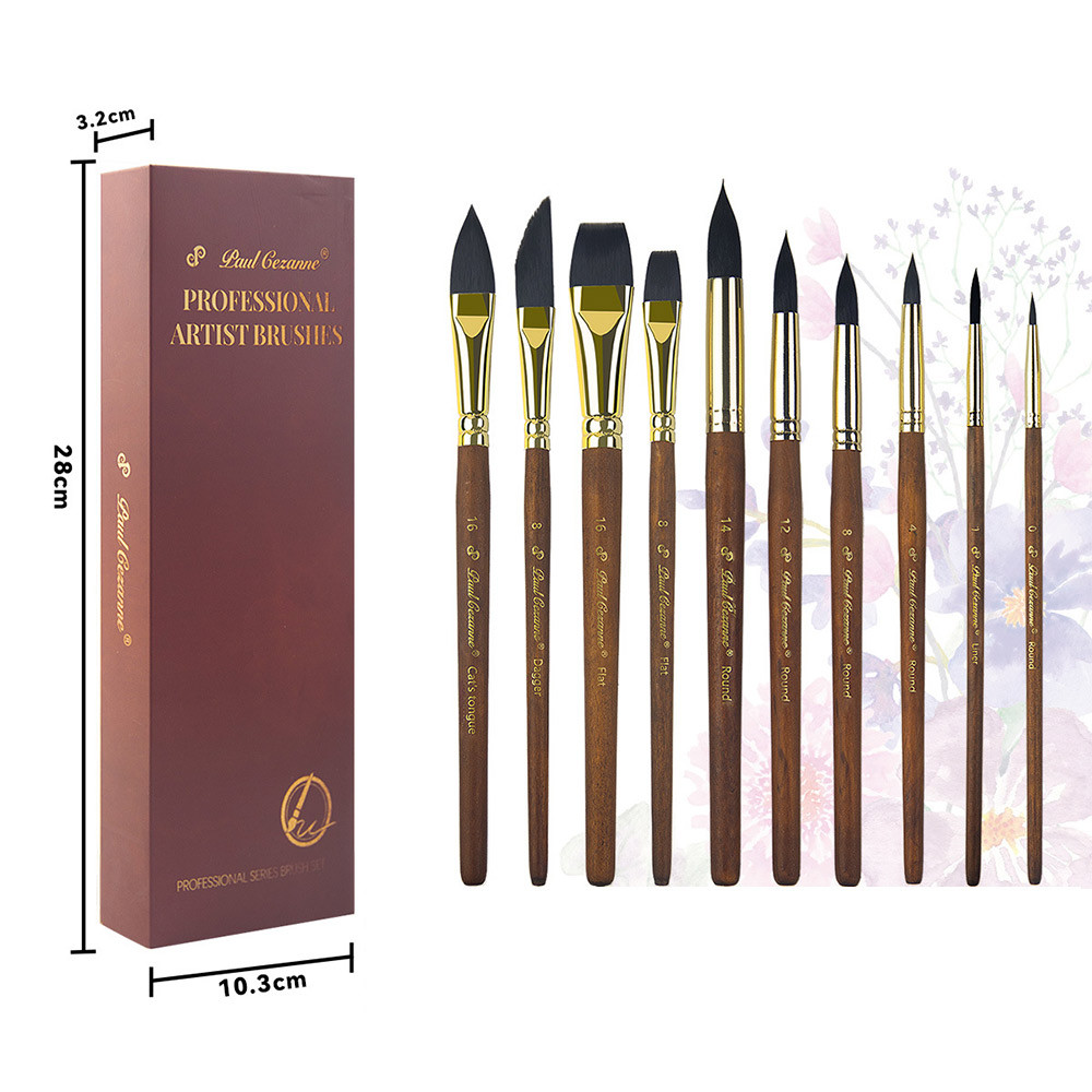 10Pcs Professional Artist Paint Brushes Set Multi Shapes Watercolor Acrylic Oil Painting Brushes