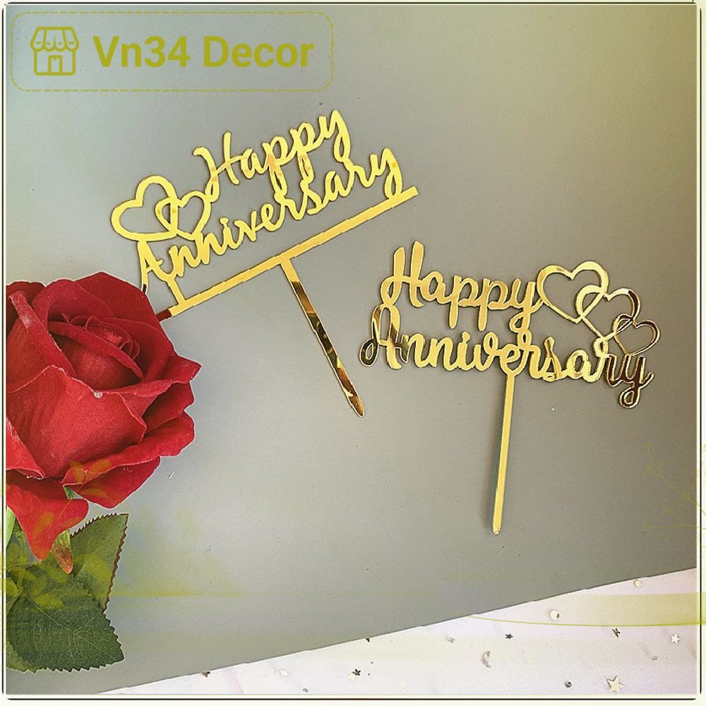 (2 GÓI = 20 CÁI) THẺ CẮM MEKA ANNIVERSARY trang trí bánh kem, hình cắm meka trang trí
