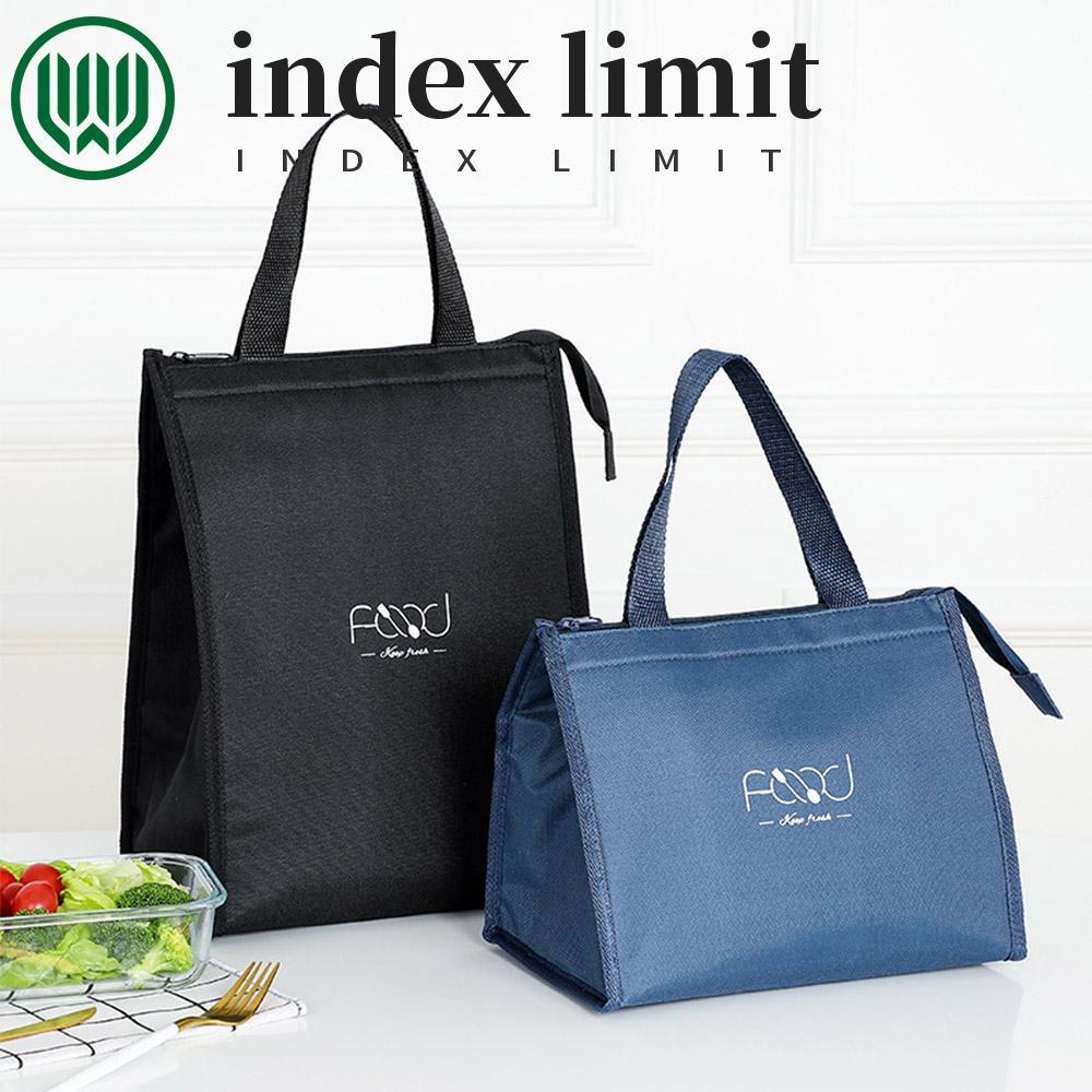  index limit INDEX LIMIT Túi Làm Mát Đen Unisex Túi Xách Tay Khóa Kéo Cách Nhiệt Văn Phòng Thực Phẩm