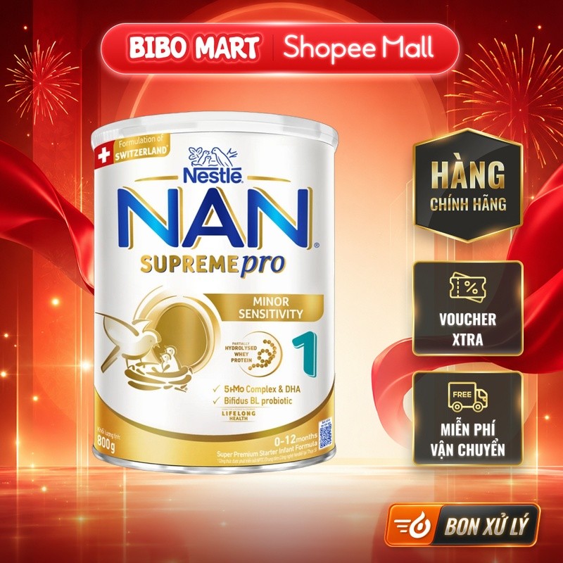 [MALL] Nan Supreme Pro 1 800g - Sữa công thức cho trẻ 0-12 tháng, hỗ trợ hệ tiêu hóa non nớt