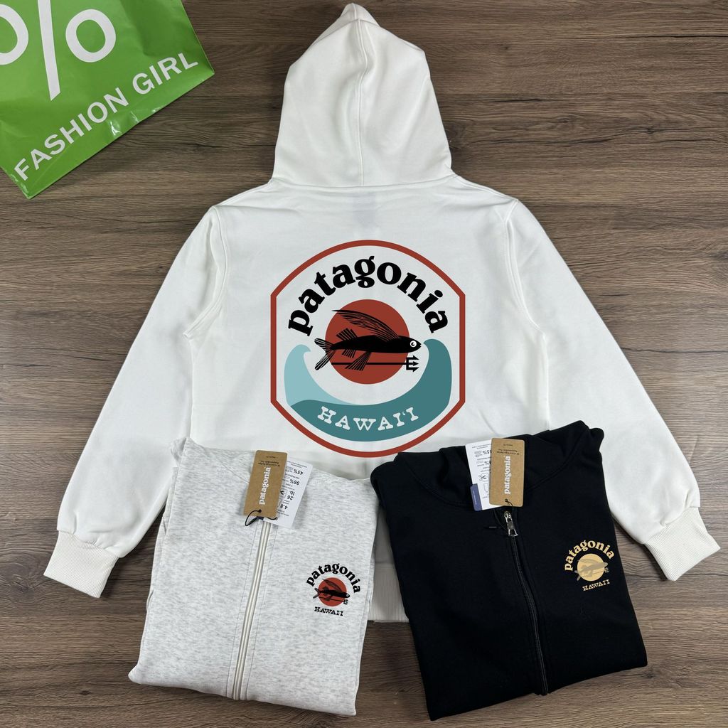BY1I Patagonia  Mountain-style outdoor Hawaiian Flying Fish limited edition hooded zip-up sweatshirt