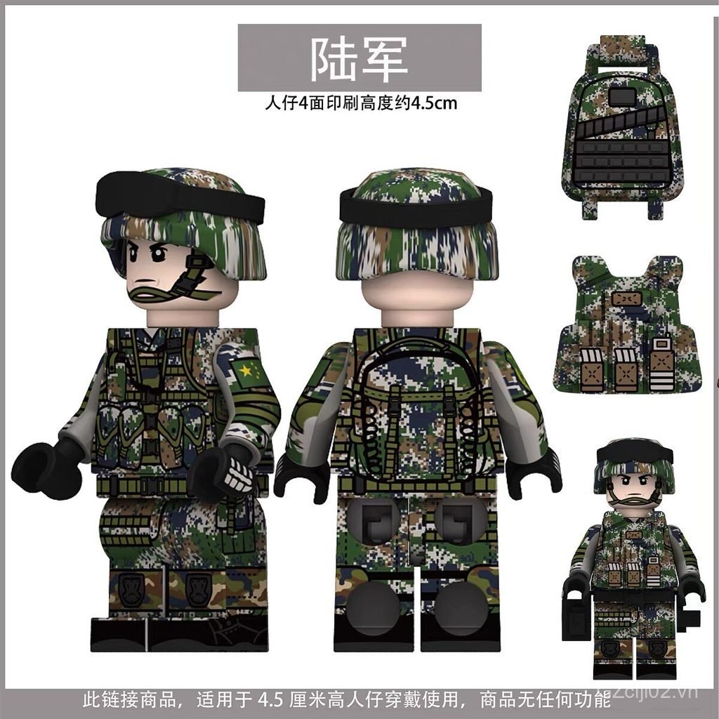 Lego Phong Cách Mới Quân Sự Bốn Mặt In Khối Xây Dựng Người Đội Đặc Biệt Ngụy Trang Marine Snow Leopa