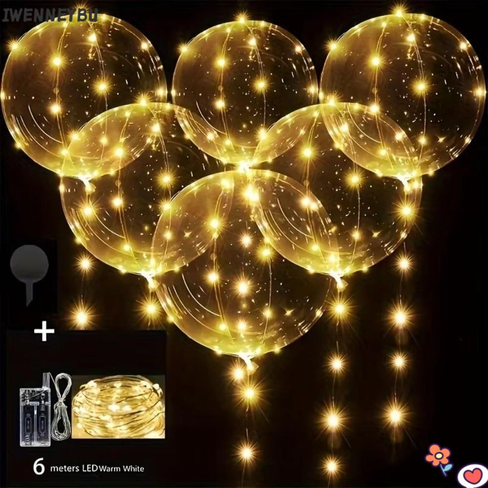 IWENNEYBU 5 / 10 Bóng bay nổi, có dây đeo ánh sáng Bóng bay Bobo LED trong suốt, Bóng bay phát sáng 