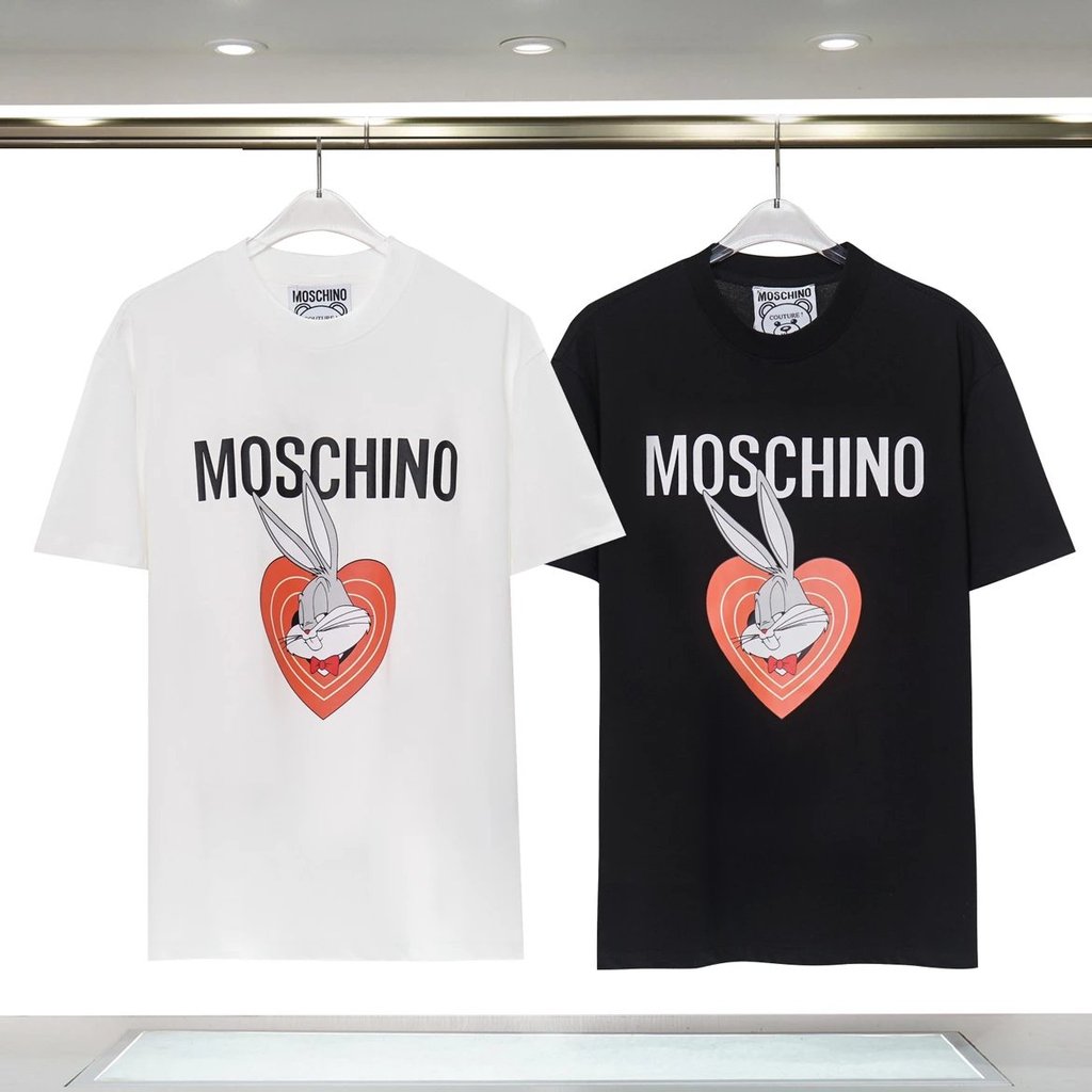 MOSCHINO 23 Năm Thỏ Phong Cách Mới 230g Dây Đôi 32 Đếm Sợi Đôi Vải Cotton Nguyên Chất Kỹ Thuật Số Ti