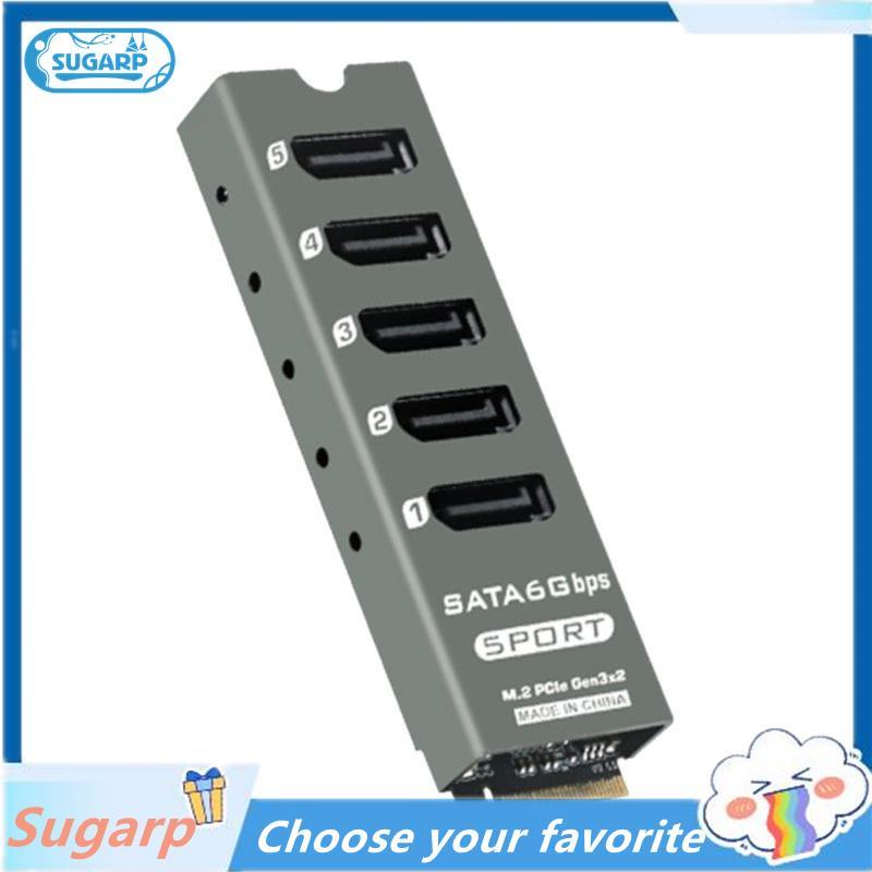 [Sugarp] M. Bộ chuyển đổi nâng thẻ mở rộng 2 PCIe sang 5 cổng SATA3.0 với Chip JMB585 hỗ trợ chức nă