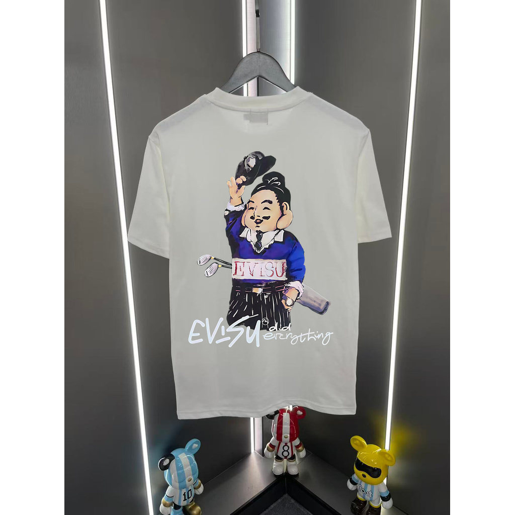 Áo thun Evisu / Áo thun Evisu Nam Nữ Áo thun in hình Áo cao cấp Áo ngắn tay cha mẹ và con cái