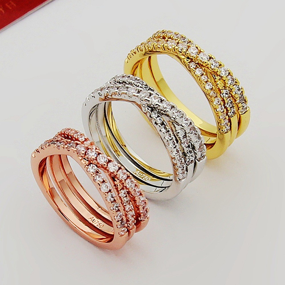 COJO Couple's jewelry: interlocking rings, full-rim rings, gold and diamond three-ring diamond, thre