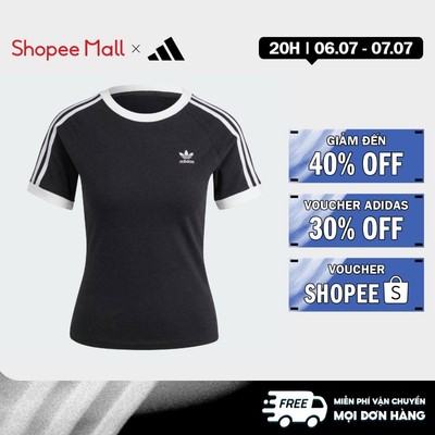 adidas Phong cách sống Áo Thun Raglan Slim 3 Sọc Nữ Đen IU2429