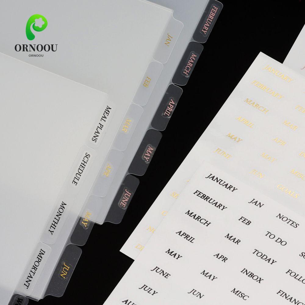 ORNOOU Binder Index Dividers Sáng Tạo Lá Rời Trong Suốt Notebook Sticker 6 Cái / 12 Cái Cho A5 / A6 