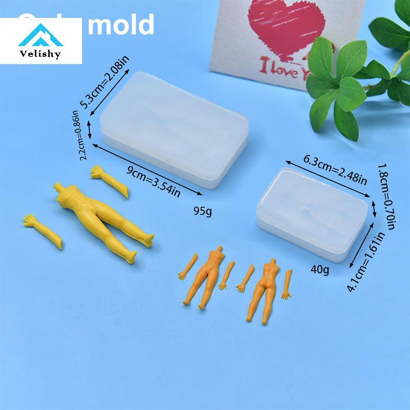 Velishy 1 Bộ Đất Sét Polymer Nam Búp Bê Cơ Thể Torso Khuôn Silicon Fondant / Nhựa Đất Sét DIY Búp Bê