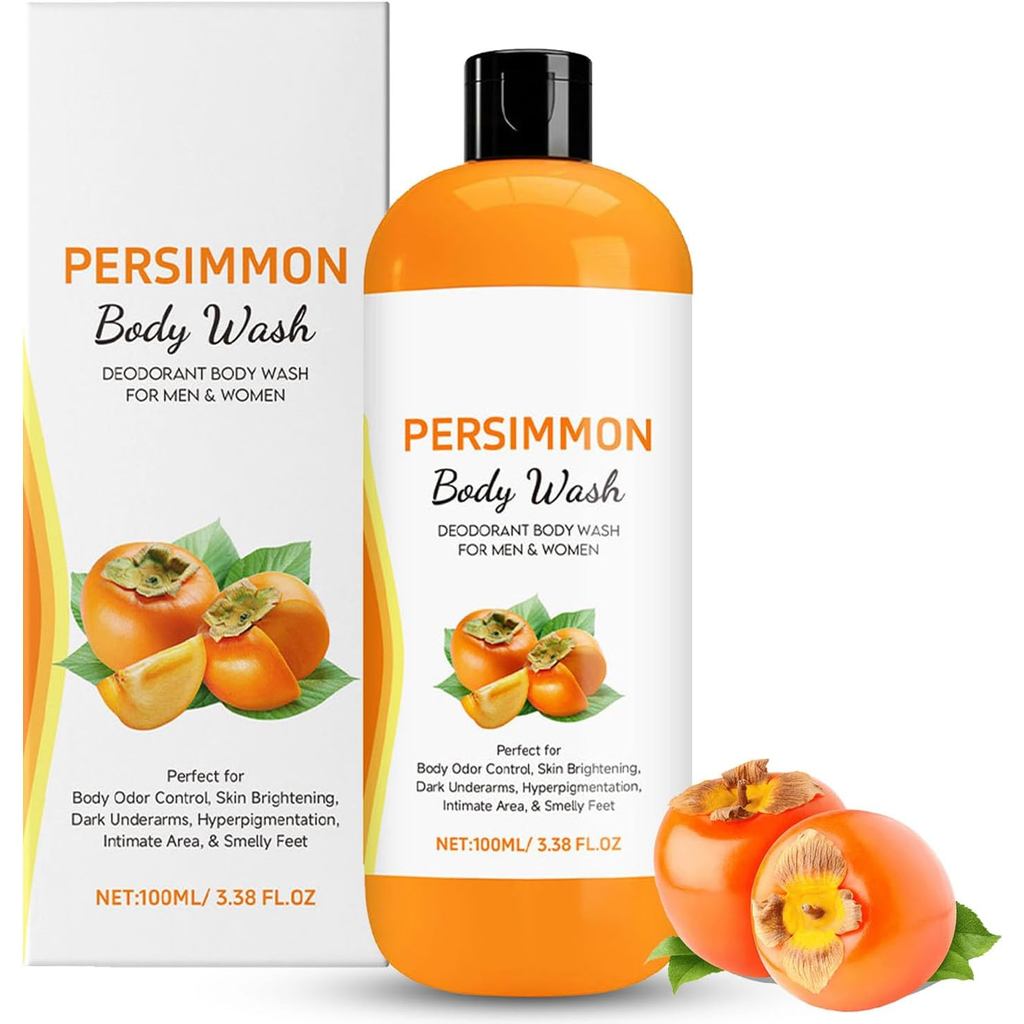 Persimmon Body Wash - Deodorising Shower Gel with Natural Enzymes - Refreshing Odour Control for All