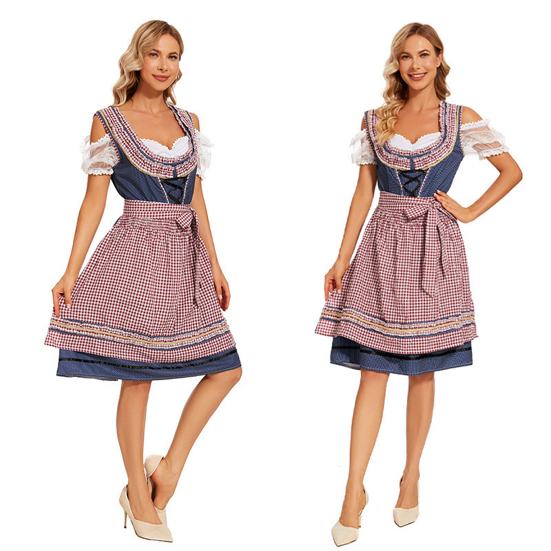 Lễ hội bia Munich Đức Bộ trang phục truyền thống dân tộc Bavaria Bộ đồ bia kẻ sọc