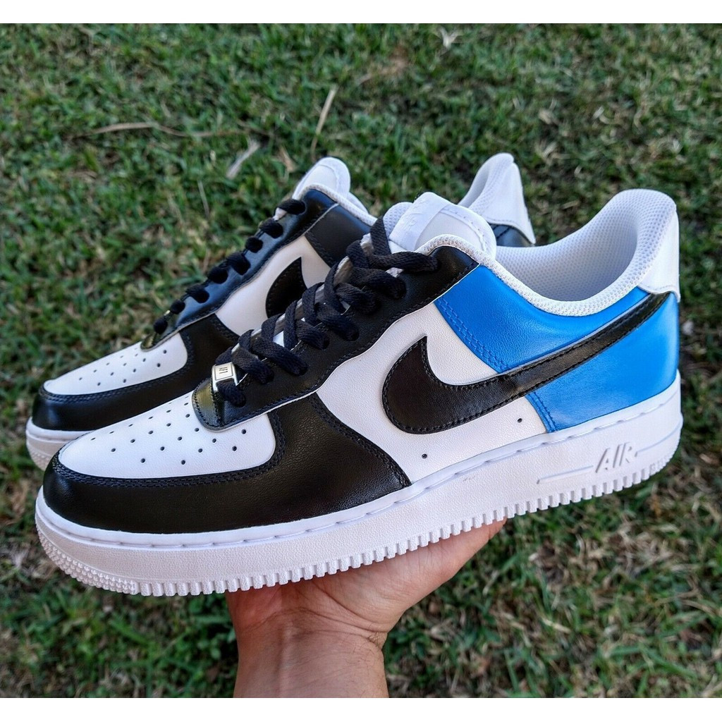 Air Force 1 Custom "Xanh & Đen Đảo Ngược" Giày Nam Nữ Trẻ Em SizesAA
