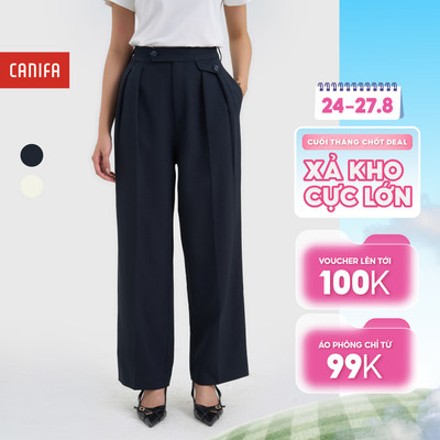 Quần dài nữ dáng suông rộng cạp cao CANIFA 6BP25S001