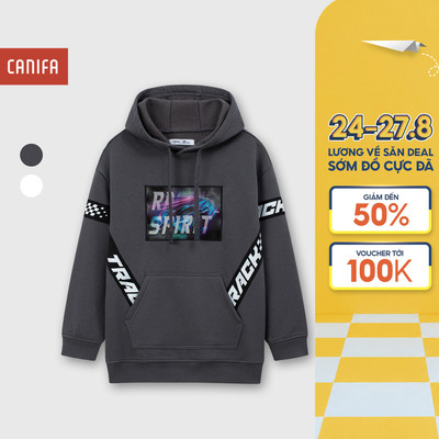 Áo nỉ bé trai CANIFA áo hoodie có mũ dáng rộng 2TW25C007