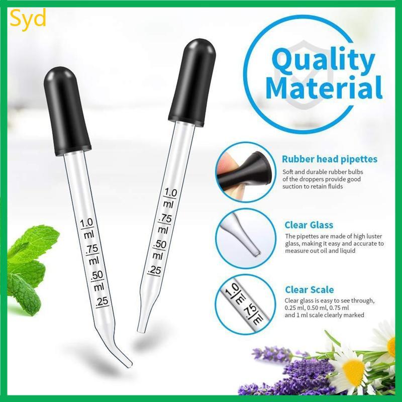 Syd Glass Liquid Droppers 1 Dropper Pipet Glass vết nhỏ giọt cho trang điểm nghệ thuật Cây chất lỏng