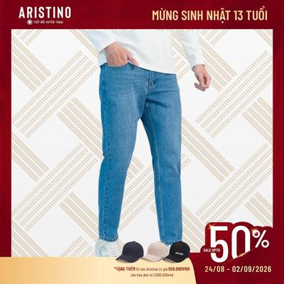 Quần jeans Aristino dáng Regular Fit hiệu ứng giặt mài jeans AJN0170Z