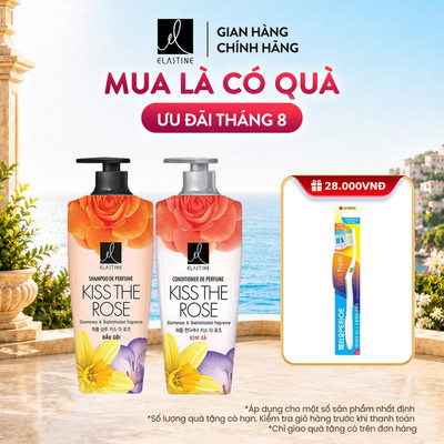 [CHÍNH HÃNG ĐỘC QUYỀN] Bộ đôi Dầu gội xả Elastine De Perfume hương nước hoa Kiss the rose 600ml x2, tóc suôn mượt