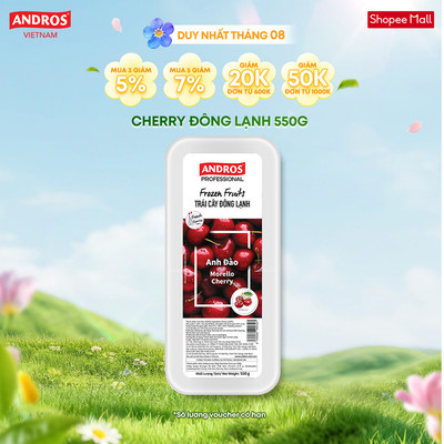 [CHỈ GIAO HCM] Cherry Đông Lạnh - Không chất bảo quản - Trái cây đông lạnh ANDROS IQF - 550g