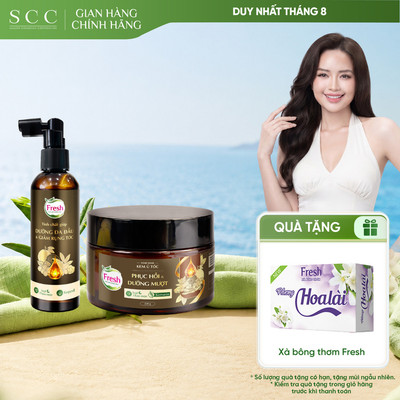 Combo Xịt Tinh Chất 100ml & Kem Ủ 220g Fresh TMDS Dưỡng Da Đầu, Phục Hồi & Dưỡng Mượt Tóc