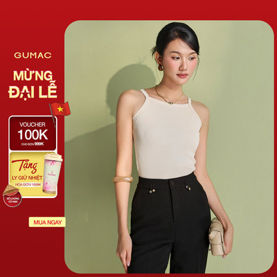 Áo Tanktop Nữ GUMAC Form Slim Cổ Tròn Chất Liệu Thun Gân Co Giãn Mềm Mịn ATF05029