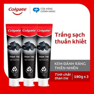 Bộ 3 Kem đánh răng Colgate thiên nhiên Than tre khử mùi diệt khuẩn 180g