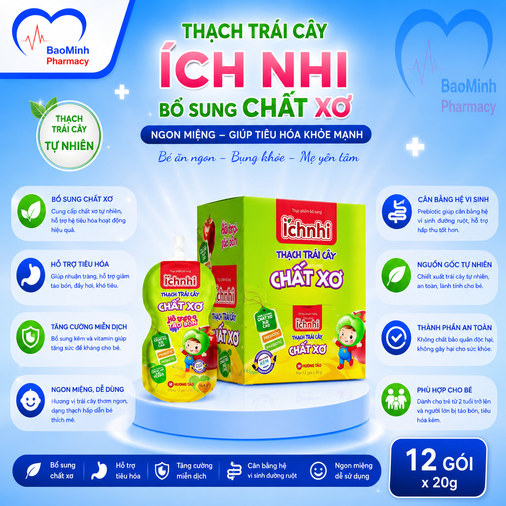 Thạch Trái Cây Chất Xơ Ích Nhi | Chứa Chất Xơ Hòa Tan Orafti P95 | Hỗ Trợ Tiêu Hóa | Dùng Theo Nhu C