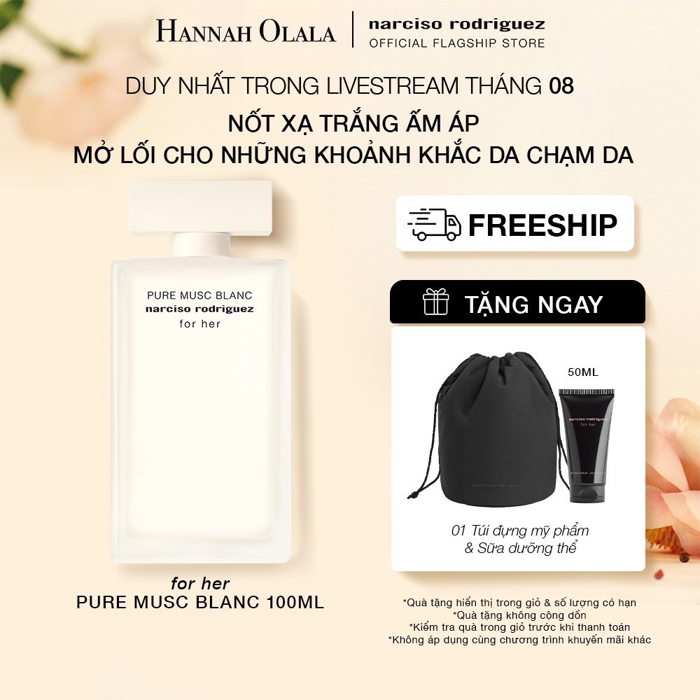 [HANNAH] Nước Hoa nữ Narciso Rodriguez For Her Pure Musc Blanc Eau de parfum Intense 100ml