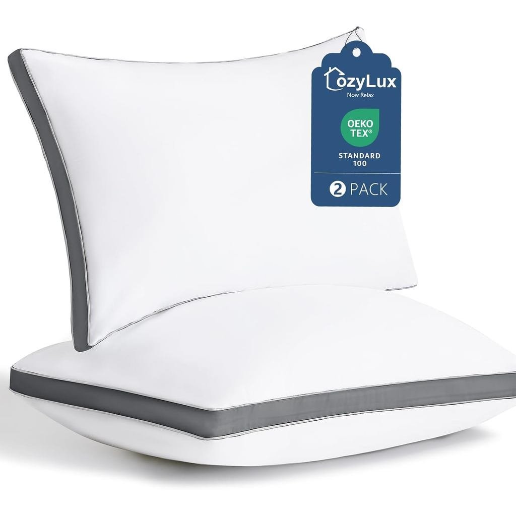 CozyLux Pillows Queen Size Set of 2, Soft Supportive 3D Down Alternative Bed Pillow for Sleeping 2 P