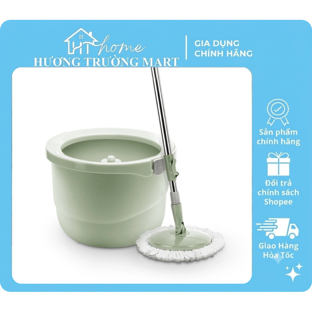 Bộ cây lau nhà xoay tay LocknLock  ETM498MIT  Corner 2 bông lau - Hàng Chính Hãng