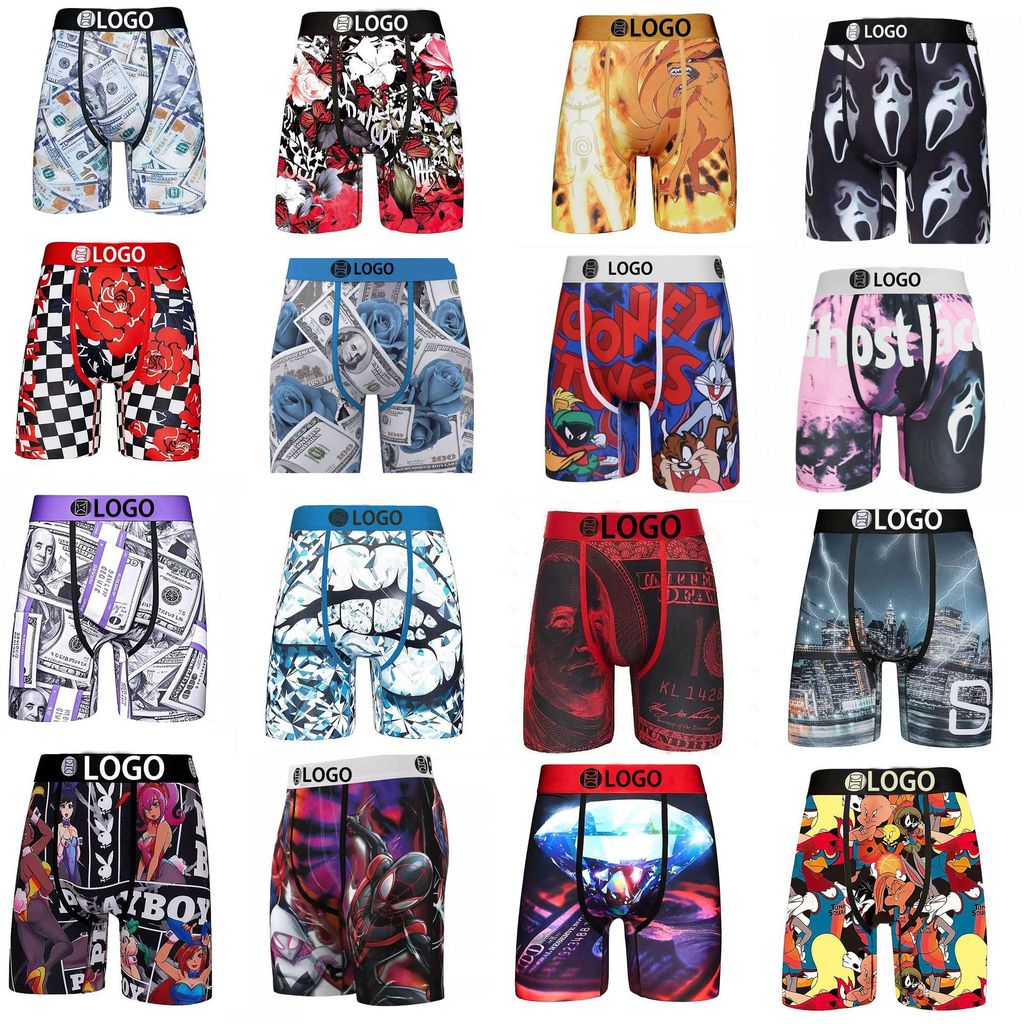 [] American Street Wear PSD Quần Lót Nam In Hình Thể Thao Chạy Bộ Thể Dục Quyền Anh Boxer Quần Đùi F