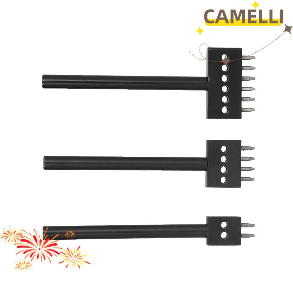 CAMELLIK3 3 Bộ dụng cụ thủ công bằng da, Dụng cụ đục lỗ lỗ lỗ tròn cách nhau 6mm, Tùy chọn mũi nhọn 