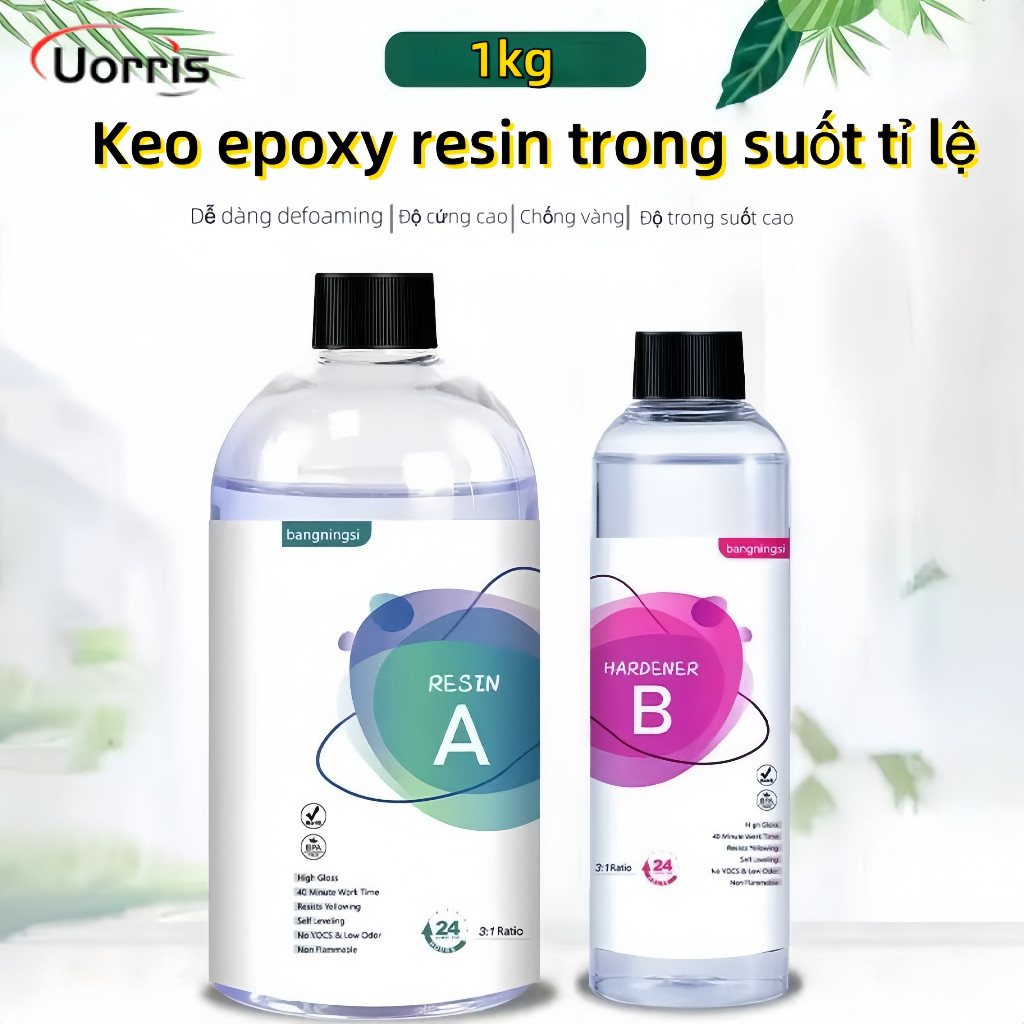 1kg Keo Epoxy Resin Trong Suốt Tỉ Lệ 3:1 Làm Đồ Handmade，Keo Epoxy Resin Trong Suốt Khô Nhanh Tỷ Lệ