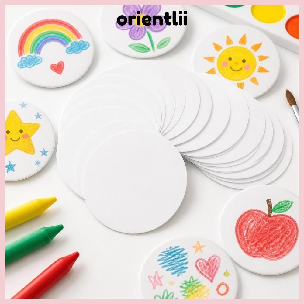 ORIENTLIIY 100 chiếc Giấy làm huy hiệu DIY, Huy hiệu nút Giấy trống Máy in ảnh tròn Huy hiệu nút giấ