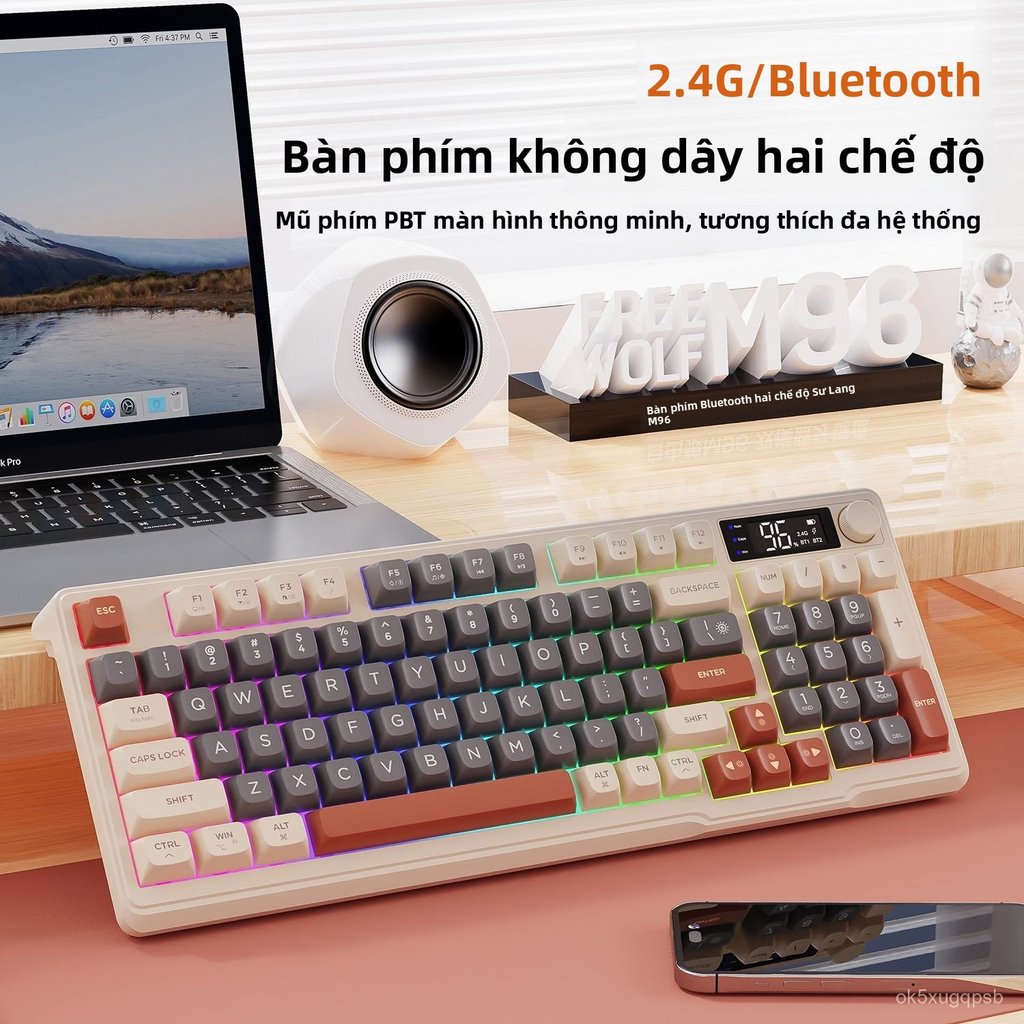 Bàn phím cơ không dây Bluetooth 2 chế độ M96 văn phòng laptop điện thoại yên tĩnh