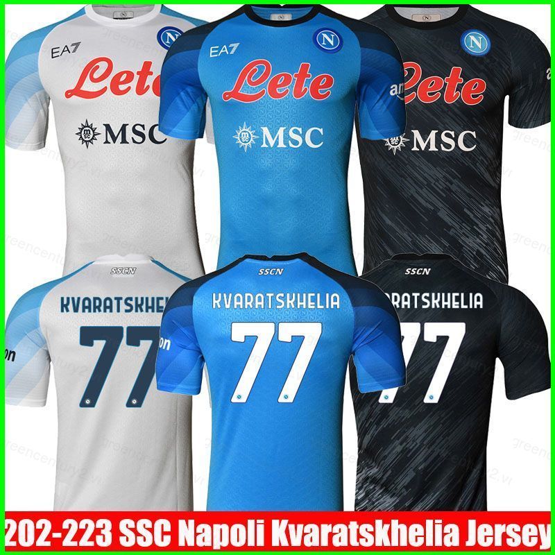 2022-2023 SSC Napoli Sân khách sân nhà Kvaratskhelia Jersey Áo thun bóng đá tay ngắn thể thao Tee Pl